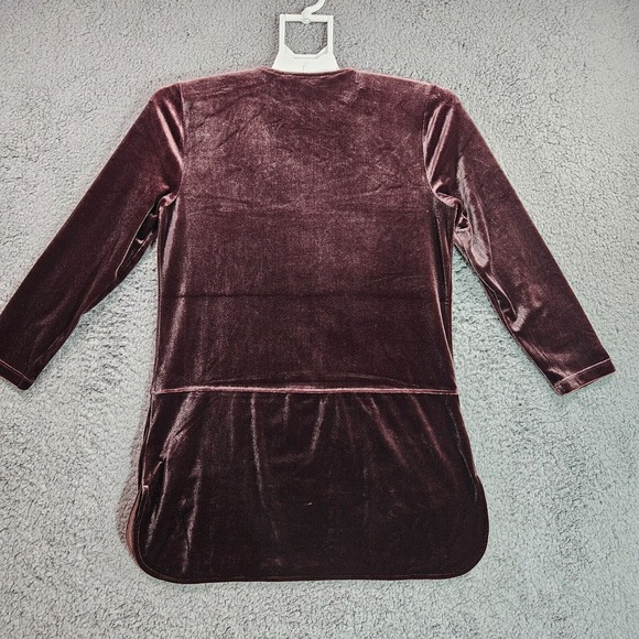 Lauren Ralph Lauren Tunic Top Blouse Womens‎ Small Velvet Gold Button Purple - S - Picture 7 of 12